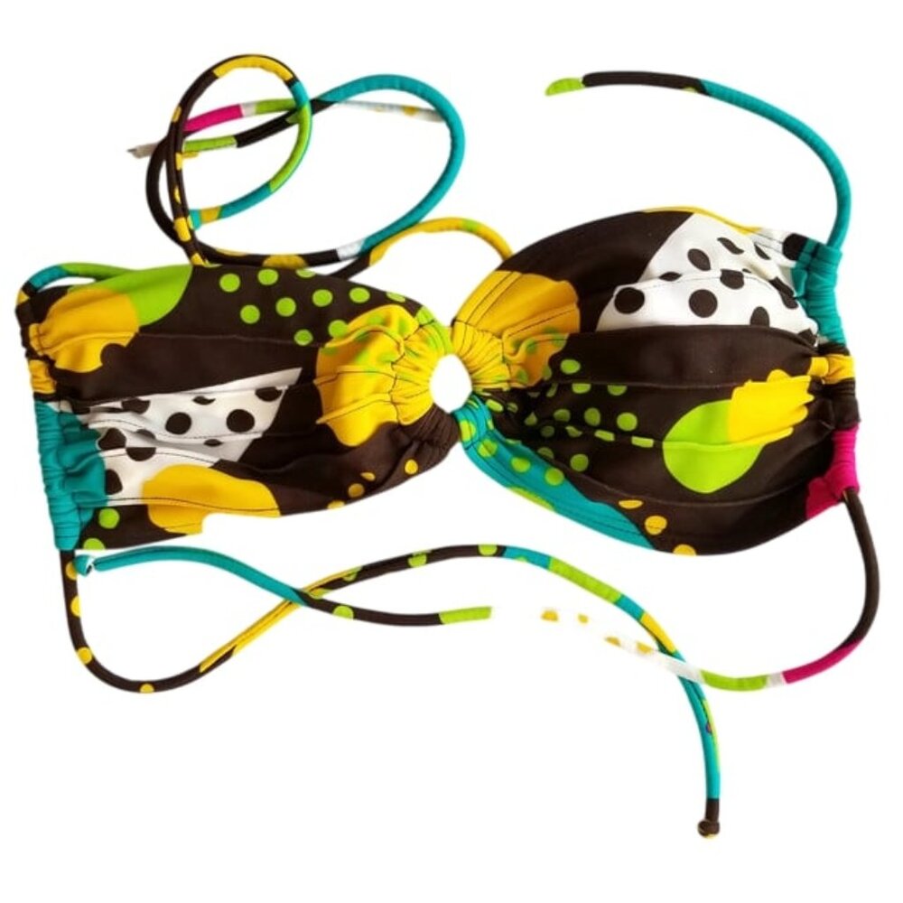 Vintage 90s Candies String Bikini Top Geometric Multi Color Womens Size Large